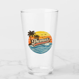 Thomas Retro Sunset Name Design Glass