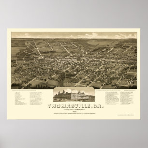 Thomasville, GA Panoramic Map - 1885 Poster