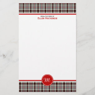 Thompson Clan Grey Formal Dress Tartan Monogram Stationery