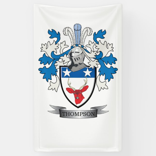 Thompson Family Crest Coat of Arms Banner (Vertical)