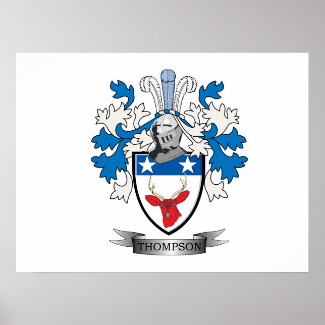 Thompson Family Crest Coat of Arms Poster (Front)