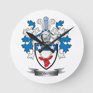 Thompson Family Crest Coat of Arms Round Clock