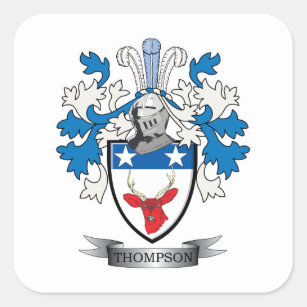 Thompson Family Crest Coat of Arms Square Sticker