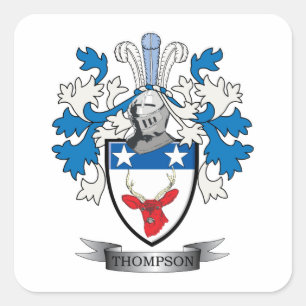 Thompson Family Crest Coat of Arms Square Sticker
