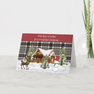 Thompson Grey Modern  Scottish Tartan Christmas Holiday Card