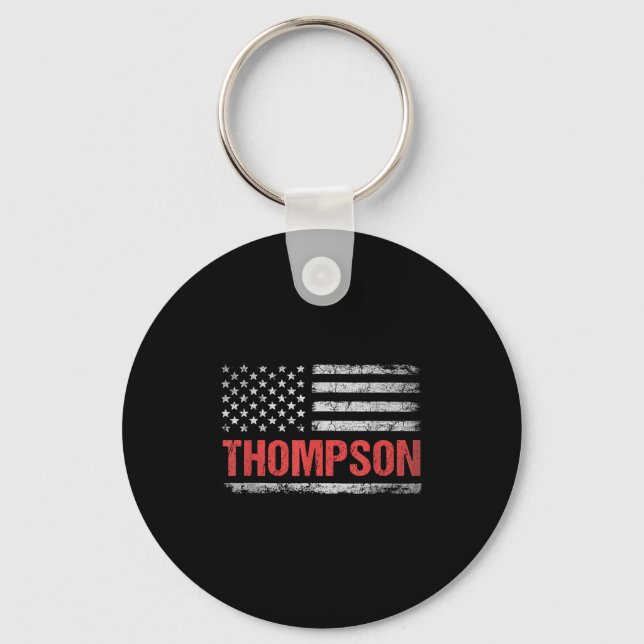Thompson Name American Flag - Thompson Last Name  Key Ring (Front)