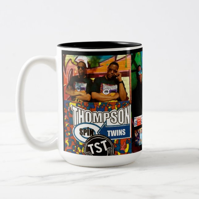 THOMPSON SPIN TWINS Two-Tone Mug, 15 oz Coffee Mug (Left)