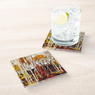 Thomson - Autumn Birches Glass Coaster