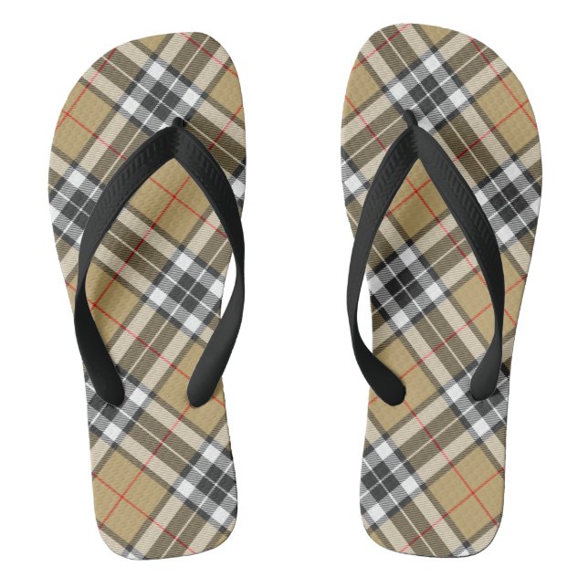 Thomson Camel Tartan Plaid Pattern Family Fashion Flip Flops (Footbed)