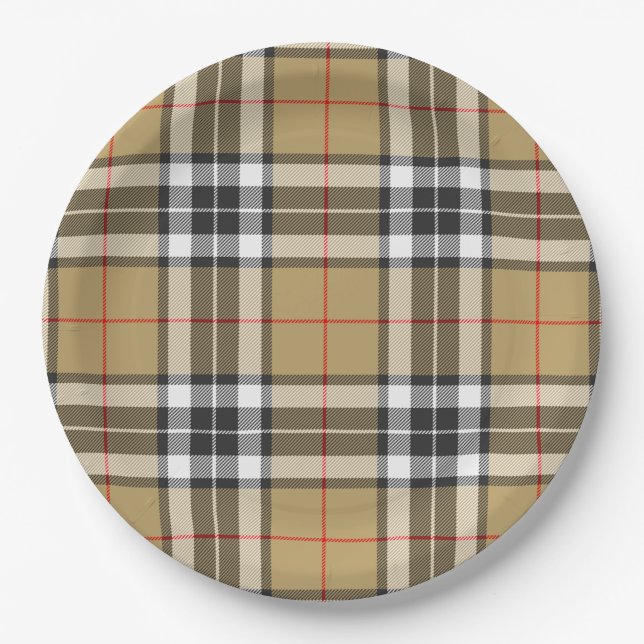 Thomson Camel Tartan Plaid Pattern Family Fashion Paper Plate (Front)