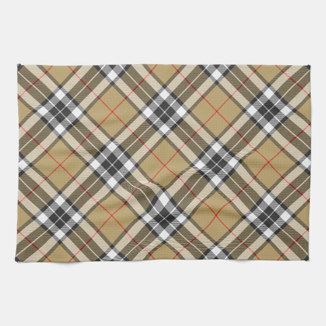 Thomson Camel Tartan Plaid Pattern Family Fashion Tea Towel (Horizontal)