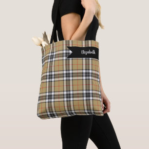 Thomson Camel Tartan Plaid Pattern Family Fashion Tote Bag