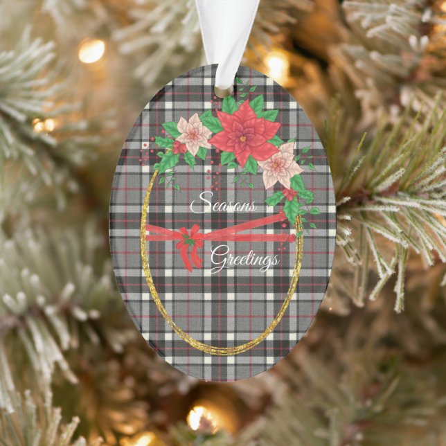Thomson Grey Modern Tartan Christmas Ornament (Tree)