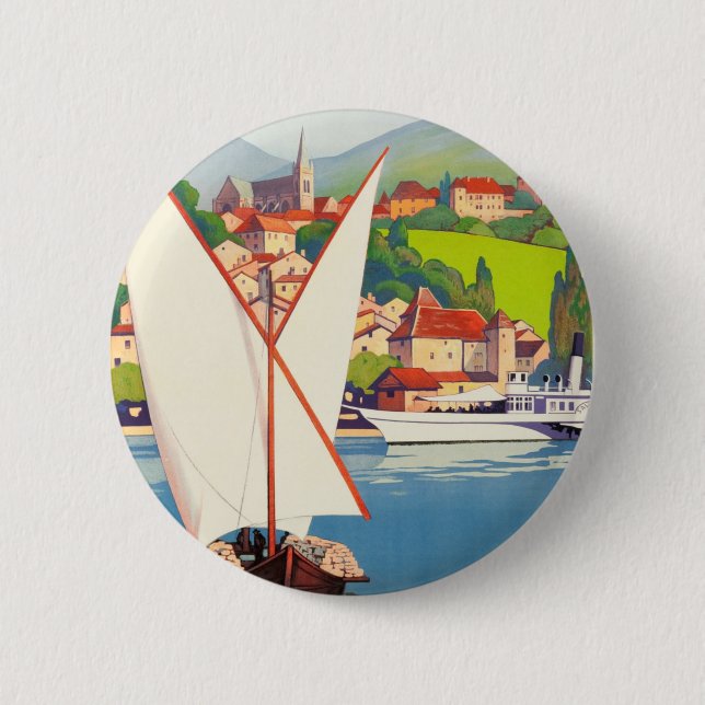 Thonon Les Bains French Travel Europe 6 Cm Round Badge (Front)