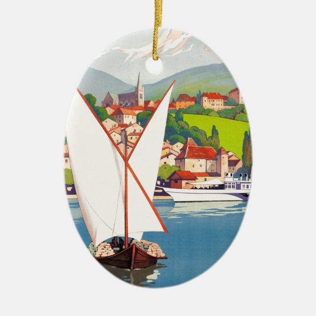 Thonon Les Bains French Travel Europe Ceramic Tree Decoration (Front)
