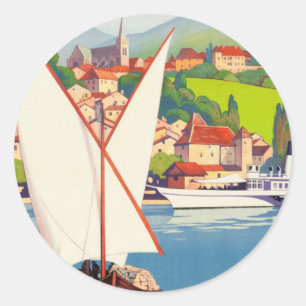 Thonon Les Bains French Travel Europe Classic Round Sticker