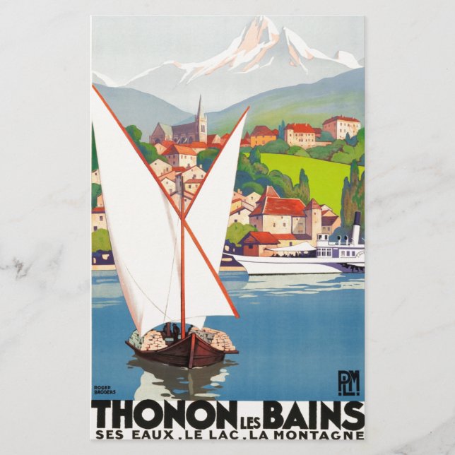 Thonon Les Bains French Travel Europe Stationery (Front)