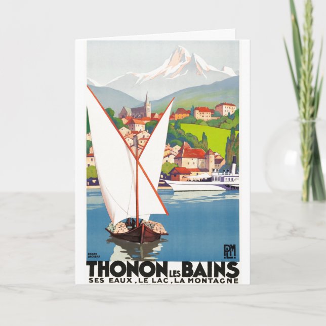 Thonon Les Bains French Travel Europe Vintage Card (Front)