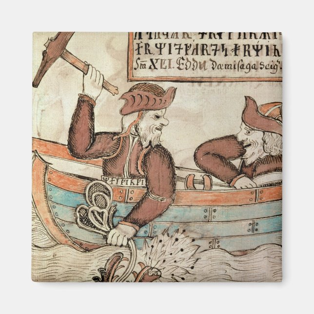 Thor fishing for the serpent of Midgard Magnet (Front)