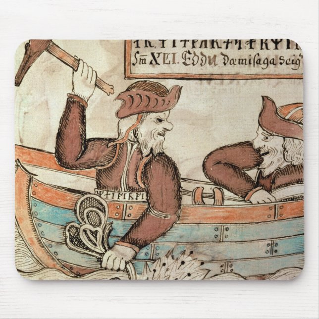 Thor fishing for the serpent of Midgard Mouse Mat (Front)