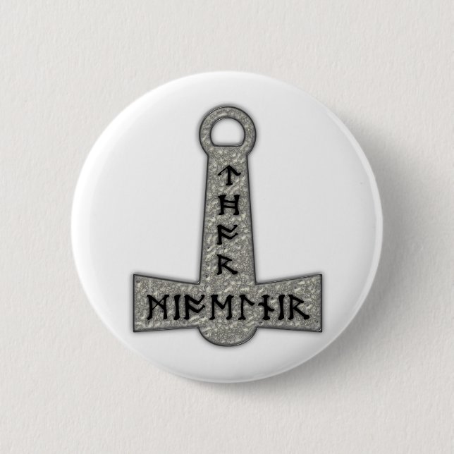 Thor Hammer Mjölnir 6 Cm Round Badge (Front)