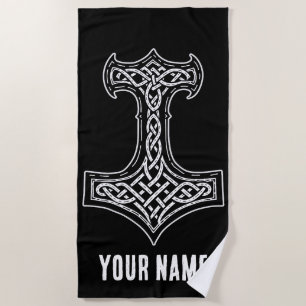 Thor Hammer Mjolnir Knot Beach Towel
