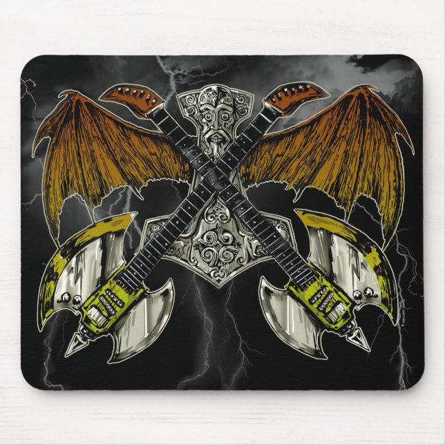 Thor Hammer of the Gods Guitars Mouse Mat (Front)