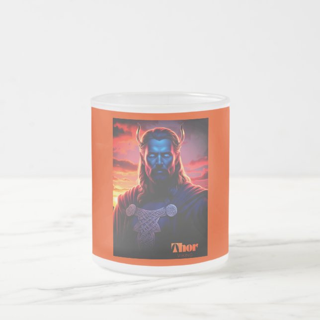 THOR VIKING FROSTED GLASS COFFEE MUG (Center)