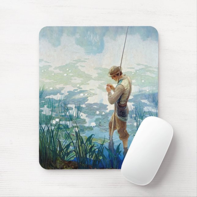 Thoreau Fishing at Walden Pond by N. C. Wyeth Mouse Mat (With Mouse)