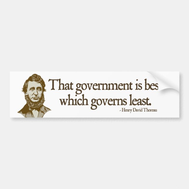 Thoreau Government Bumper Sticker (Front)