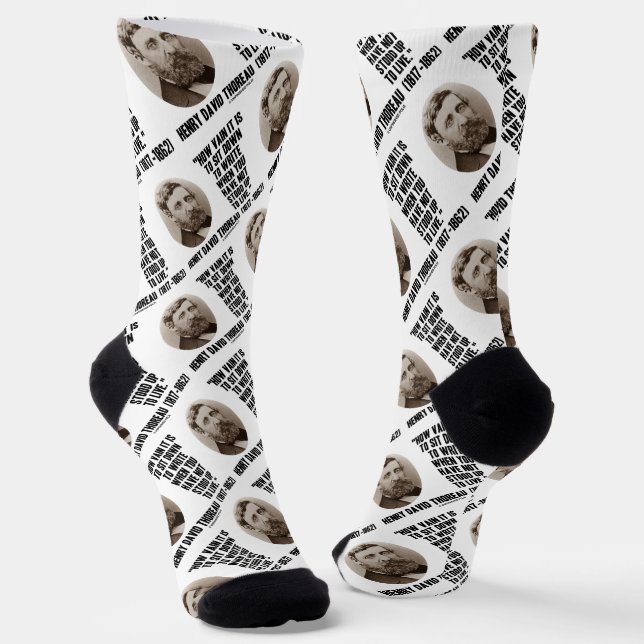 Thoreau How Vain Sit Down To Write Not Stood Up Socks (Angled)