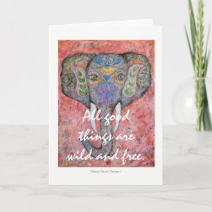 Thoreau Poetry Painted Elephant Art Greeting Card