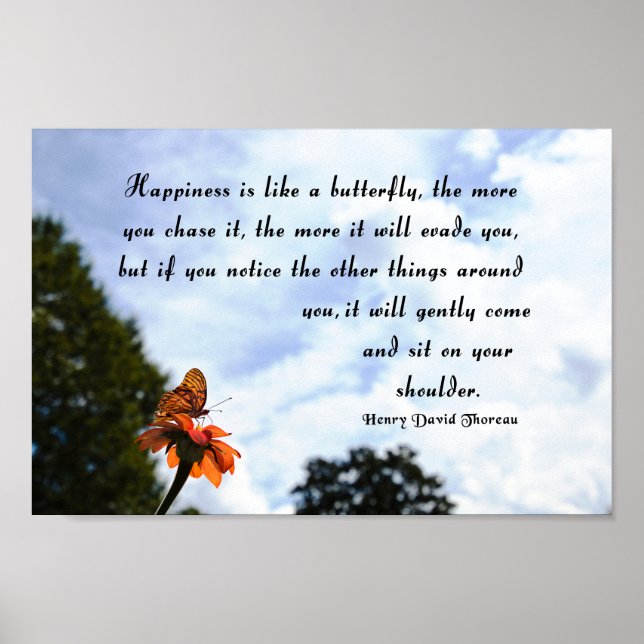 Thoreau Quote, Happiness Poster (Front)