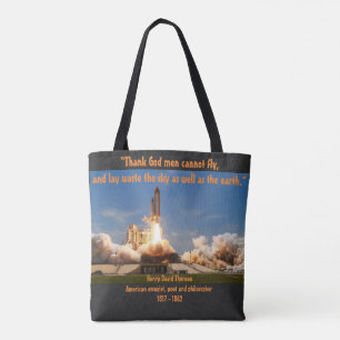 Thoreau Quote, Human Flight Tote Bag