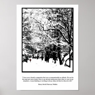 Thoreau Solitude Quote Poster - Lone Walk New Snow
