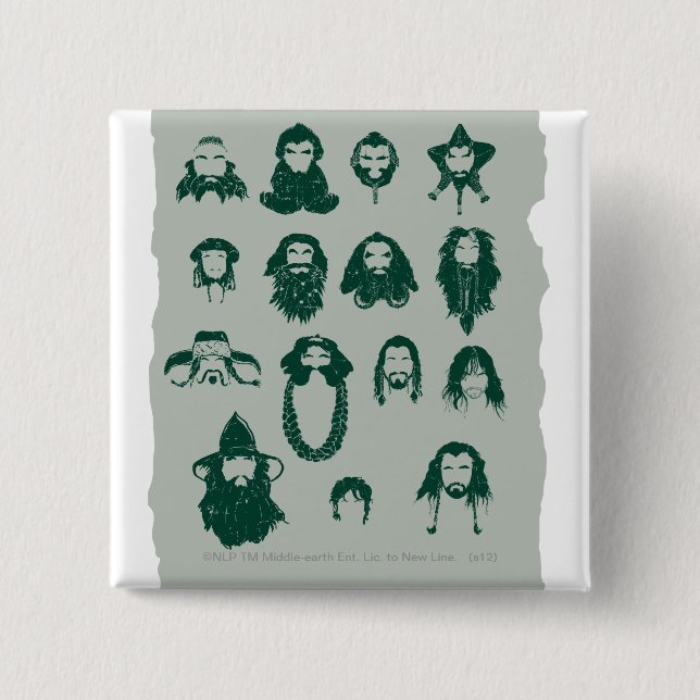 THORIN OAKENSHIELD™ and Company Hair 15 Cm Square Badge (Front)