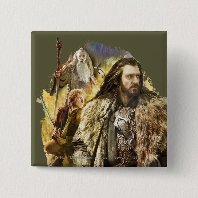 THORIN OAKENSHIELD™, BILBO BAGGINS™, Gandalf 15 Cm Square Badge (Front)