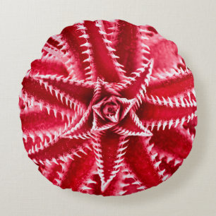 thorn cactus, natural pattern, abstract red back round cushion