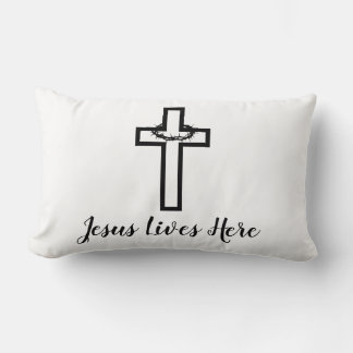 Thorn Cross Jesus Lives Here Throw Lumbar Cushion
