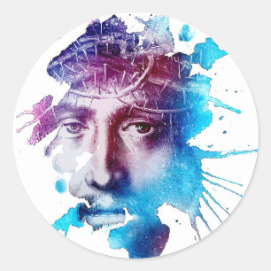 Thorn Crown Jesus Christ Passion Abstract art Classic Round Sticker