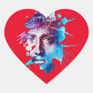 Thorn Crown Jesus Christ Passion Abstract art Heart Sticker