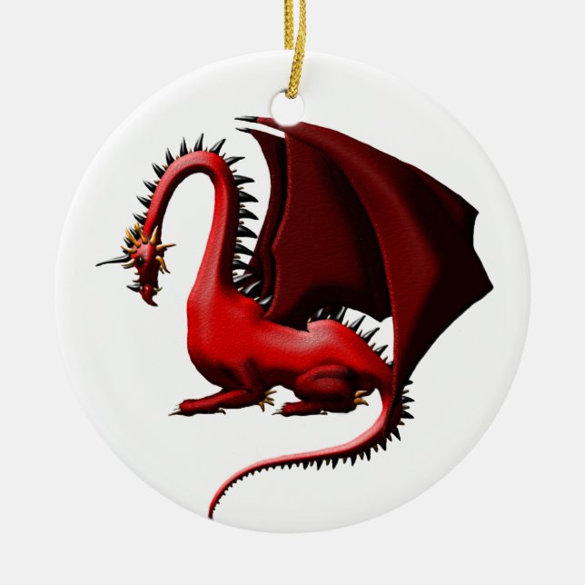 Thorn, the Red Dragon Ceramic Tree Decoration (Front)