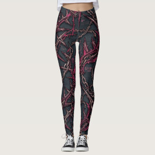 Thorned Briar Grunge: Dark Pink & Copper Organic  Leggings