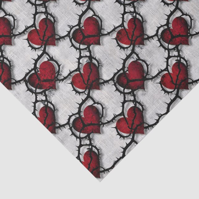 Thorned Heart Gothic Dark Romance Anti-Valentine Tissue Paper (Detail)