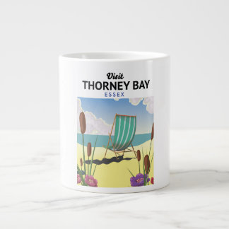Thorney Bay, Essex Seaside travel poster Large Coffee Mug