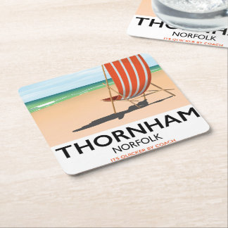 Thornham Norfolk seaside travel poster. Square Paper Coaster