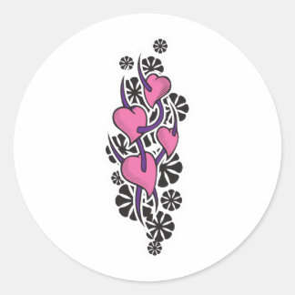 Thorns and Hearts Tattoo Design Classic Round Sticker