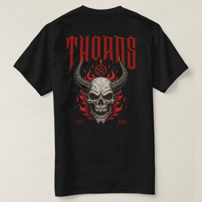 Thorns Demon Skull T-Shirt (Design Back)