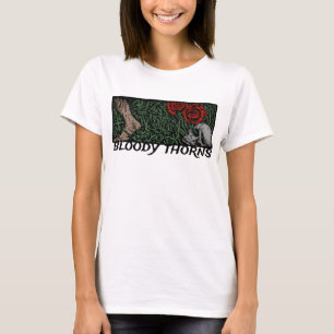 Thorns Skull Roses Feet Mediaeval Coloured Floral T-Shirt