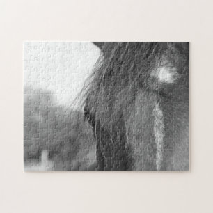 thoroughbred b/w jigsaw puzzle